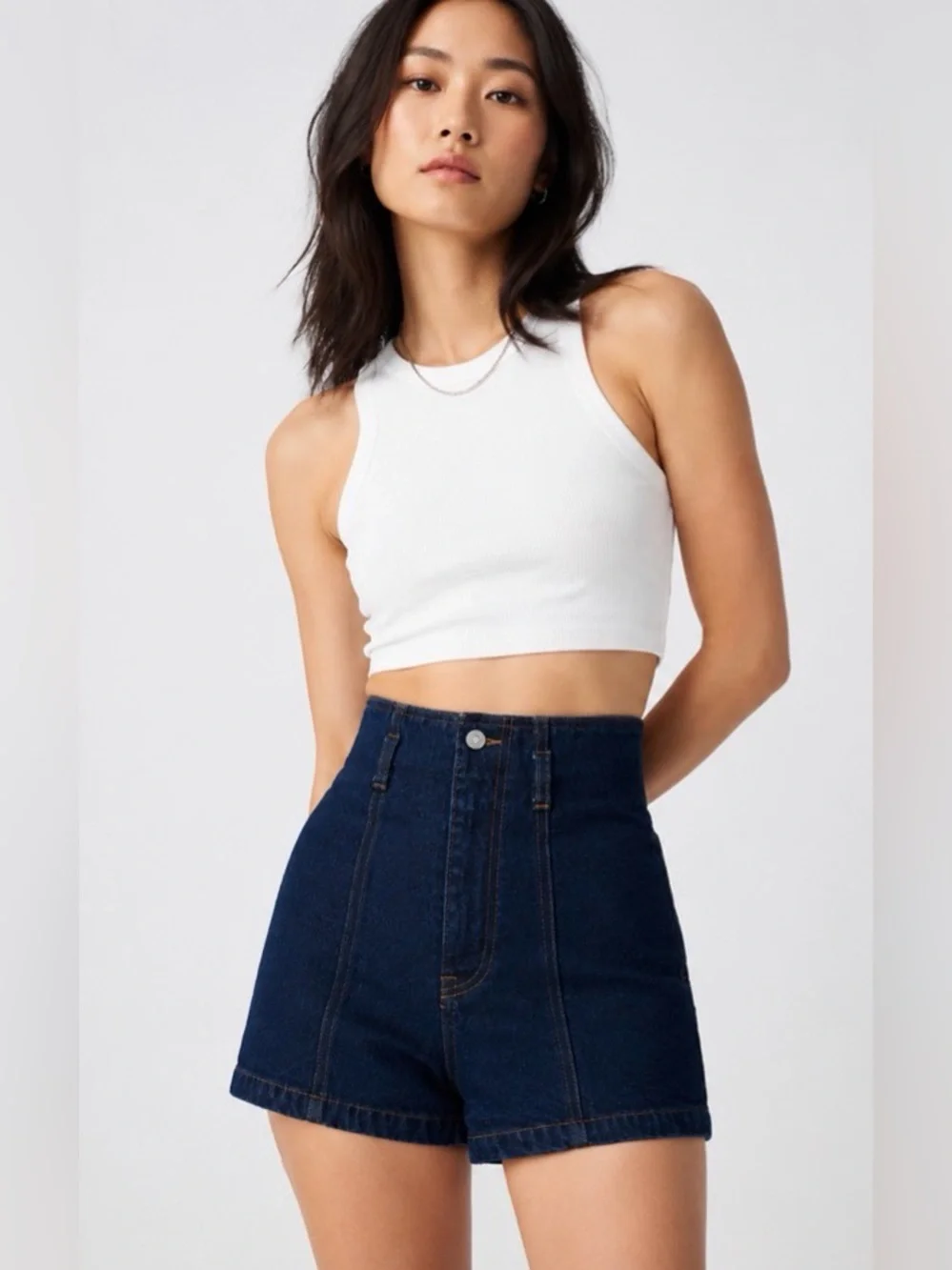 MOUSSY High Rise Sailor Denim Shorts Dark Wash Size 1 (XS/25) Japanese Denim